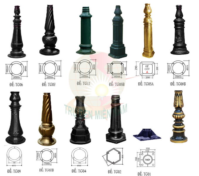 ĐẾ GANG CỘT ĐÈN TRANG TRÍ NOUVO